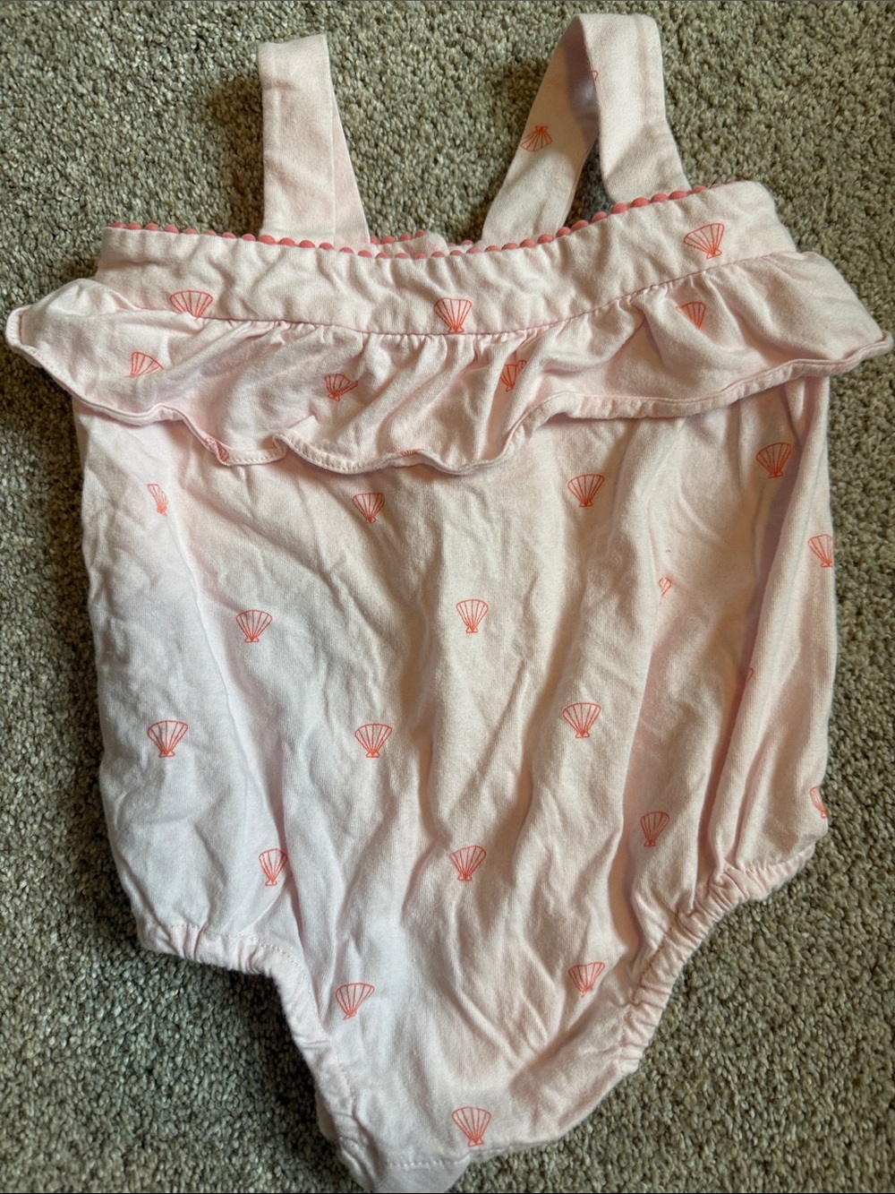 GAP Light Pink Shell-Print Ruffle Romper